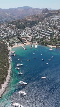Aerial View of Luxury Villas and Coastal Resorts in Cesme Izmir Turkey