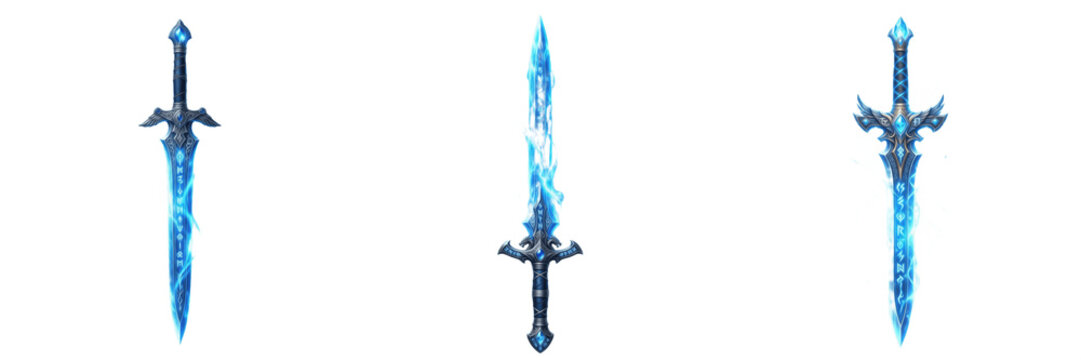Fantasy Blue Magic Ice Sword Blade Crystal Gaming RPG Power Frozen Weapon Transparent PNG Image