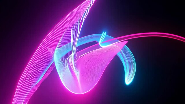 Abstract Neon Swirls: A Symphony of Pink and Cyan Light Trails
