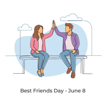 Best friends day illustration june 8th celebration