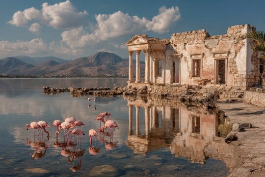 Lake Bafa Flamingos Ruins Dramatic Aegean Hinterland
