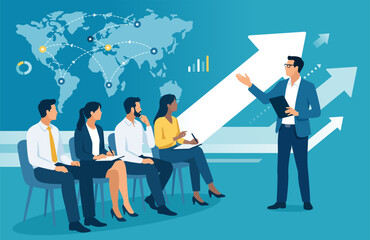 Plakat Leader. Growth. Strategy. Business vector illustration. 