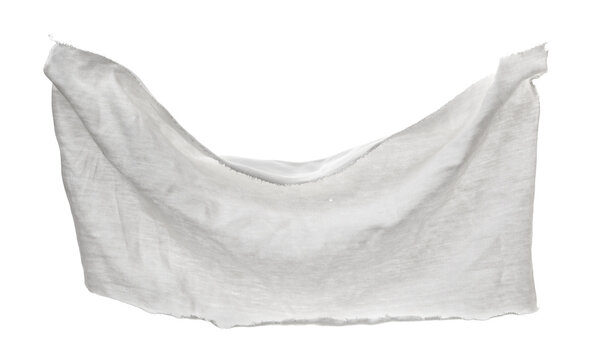 Cloth torn hanging isolated on white background, clipping path