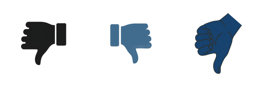 Dark Navy Blue Thumbs Down Disapprove Hand Gesture Icon Professional Feedback Symbol Transparent PNG Cutout