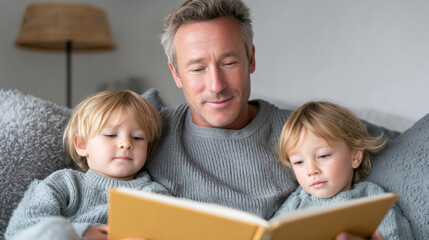 Obraz premium Cozy family time in a comfortable living room for relaxation and bonding