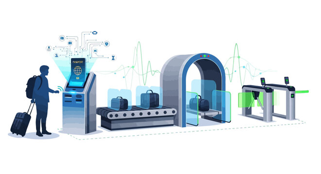 Modern airport security technology and systems with digital passport verification