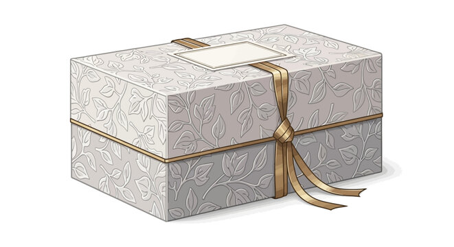 Elegant gift box with gold ribbon and floral pattern for special occasions