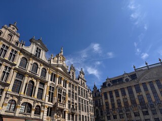 Fototapeta premium Prächtige Fassaden der Gildenhäuser am Grand Place in der Altstadt von Brüssel, Belgien
