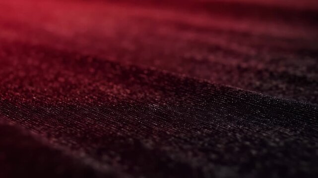 Close up of a textured red fabric surface with soft lighting.