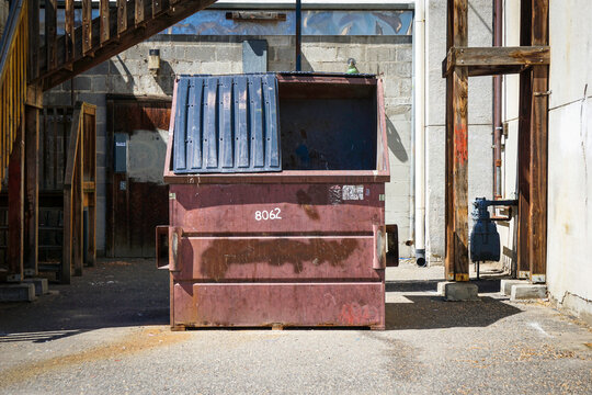 Urban alley with rundown building