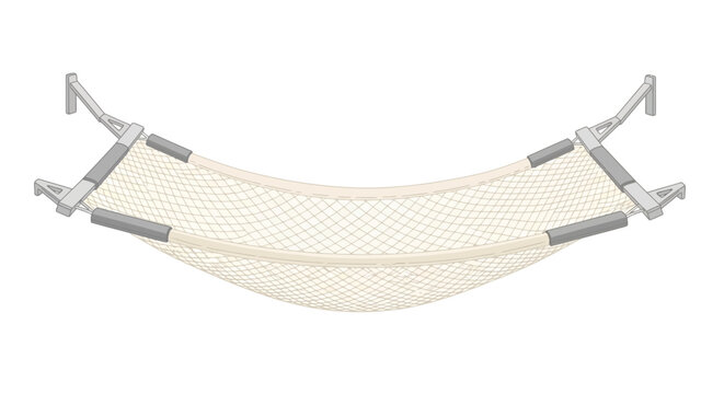 Minimalist hanging mesh hammock with metal hooks