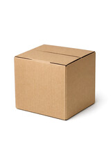 Fototapeta premium A single brown cardboard box with flaps in the open position.