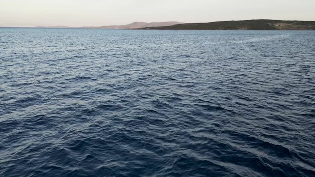 Aerial Rising Drone Shot Over Open Sea in Cesme Izmir Turkey