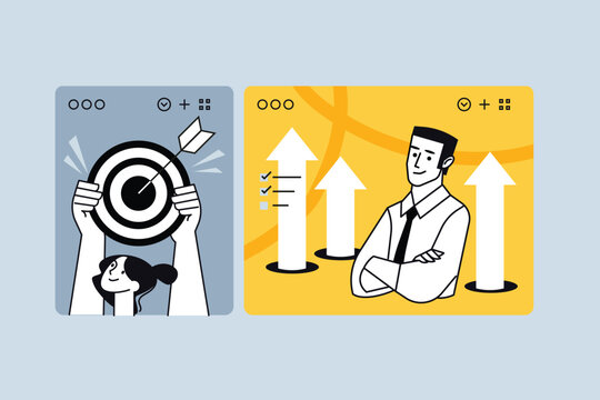 Creative business banners of marketing strategy. Vector illustrations for web banner, social media banner, business presentation, marketing material. 