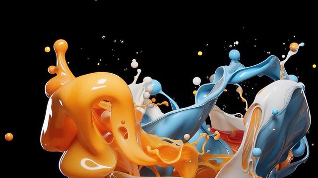 Bright paint colors mix and collide in a studio. Paint splashes fly through the air, forming shapes and patterns. This activity shows the beauty of color in motion.