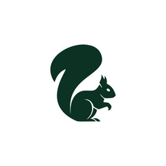 Obraz premium Minimalist Green Squirrel Silhouette Vector Icon