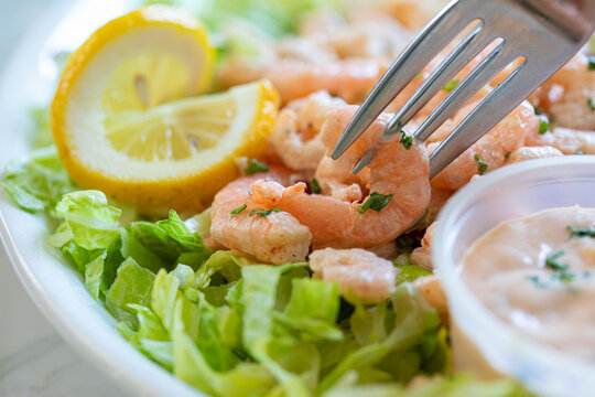 Close-up of shrimp Louie