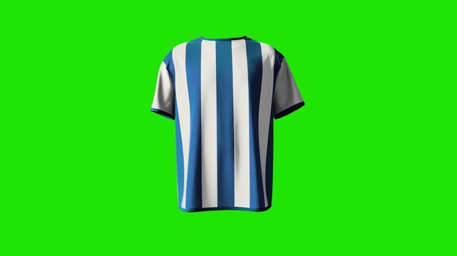 4K animated soccer jersey waving in wind on green screen background, ideal for sports promotions, World Cup and chroma key editing.