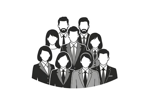 Group of business people icon, silhouette of corporate team members, management and leadership, organization structure