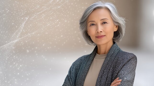 Senior Professional With Confident Expression Nodding Slightly in Office Setting
