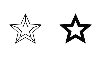 Fototapeta premium Five pointed star shape vector icon set with double outline and solid black bold style for graphic design