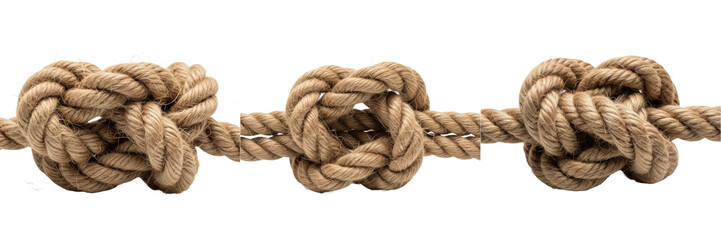 Fototapeta premium Tied Rope Knot Isolated on White Background, PNG
