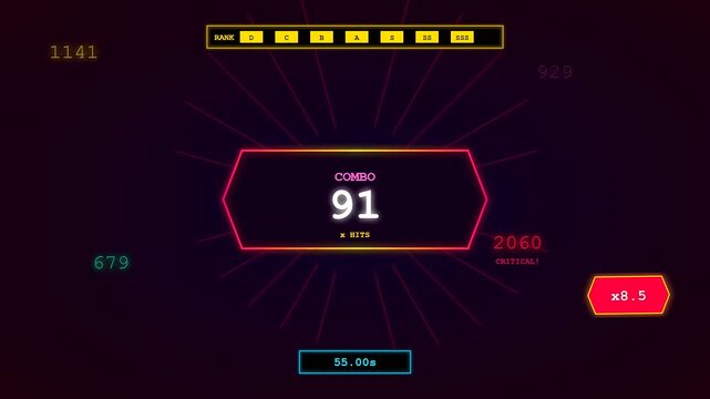 A dynamic Player Data Overlay exhibits rapid numeric progression and evolving combat multipliers within a futuristic neon gaming interface for high stakes competitive arcade action
