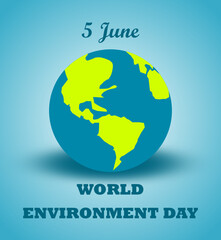 Fototapeta premium Bright banner for Environment Day with planet Earth in 3D style