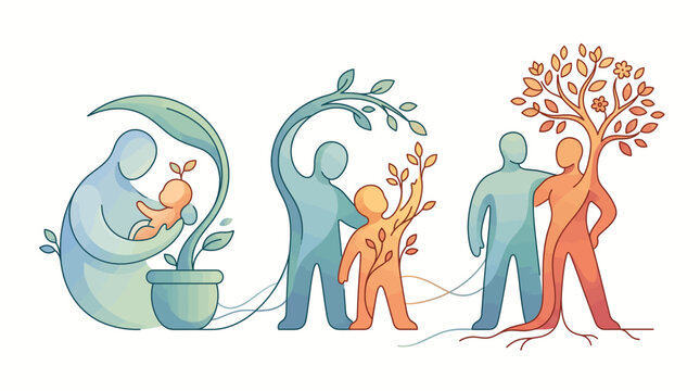 Family growth and nurturing concept illustration.