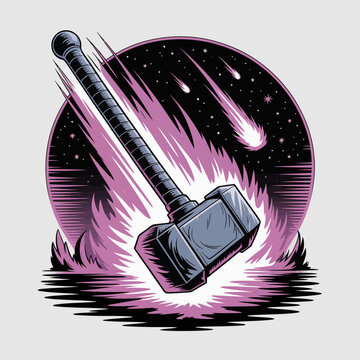 Hammer with cosmic background effect.