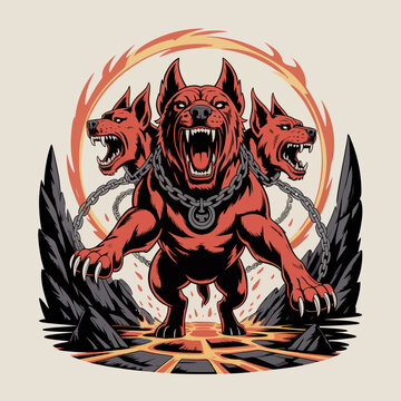 Three Headed Dog Mythical Creature.