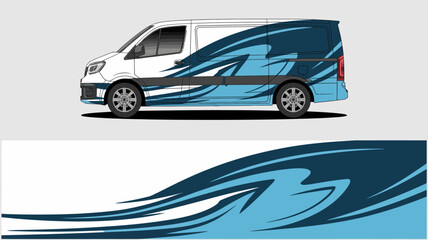 Van with blue wave design. © PS STOCK