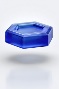 Blue plastic ashtray isolated white.