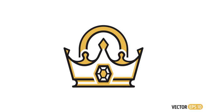 Golden Crown Icon with Gemstone - Royal Symbol of Power and Authority