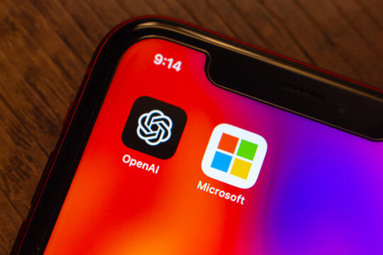 Mexico City, MEXICO - May 5 2026 : OpenAI and Microsoft Icons on iPhone Home Screen.