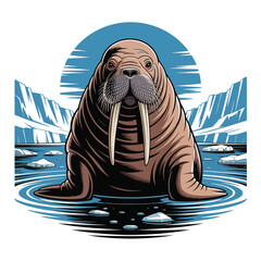 Large Walrus Sitting in Water. © Wahyu