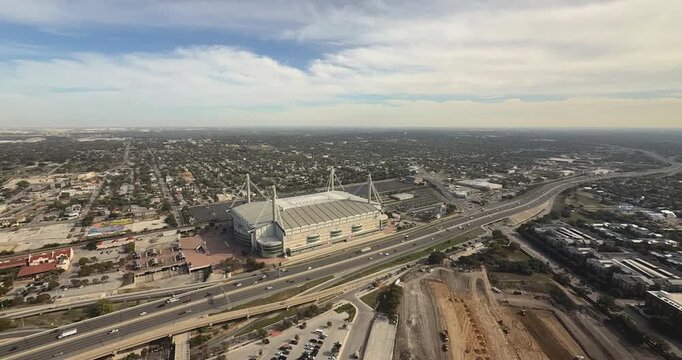 San Antonio, Texas, USA - December 2, 2025:  Exterior video of the San Antonio Alamodome, a multi-purpose stadium.