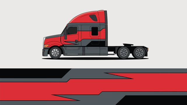Large Red Semi Truck Tractor.