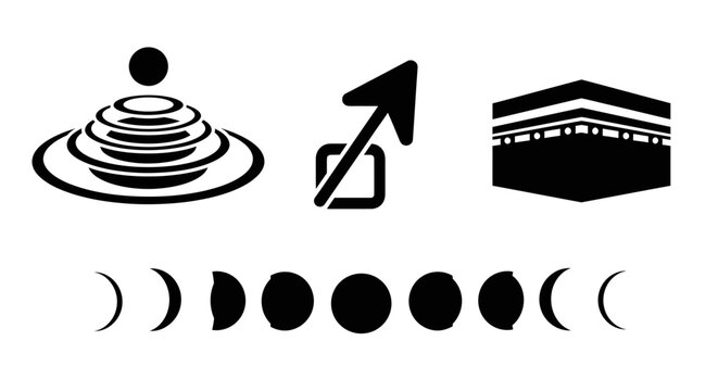 Islamic Symbols: Kaaba, Phases of the Moon, and Cosmic Energy