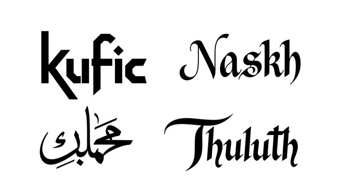 Kufic, Naskh, Thuluth Arabic Calligraphy Styles
