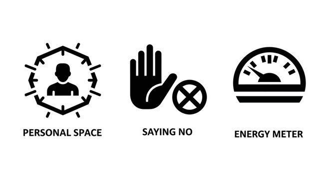 Personal Space, Saying No, Energy Meter Icons: Boundaries, Rejection, and Limits