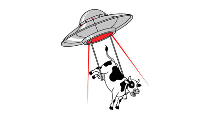 Alien abduction of a cow with UFO and laser beams © Ahmed
