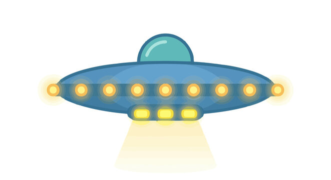 Stylized UFO icon with glowing lights for World UFO Day  