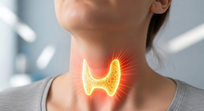 Thyroid Gland Inflammation - A Medical Illustration of Thyroid Disease.