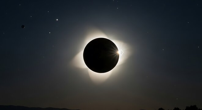Total Solar Eclipse - A Celestial Spectacle of Darkness and Light.