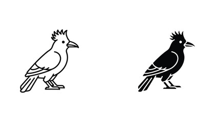 Hoopoe bird icon set featuring crested avian silhouette and outline design for ornithology and nature logo symbols in professional vector style for wildlife education and bird watching applications © Lumina