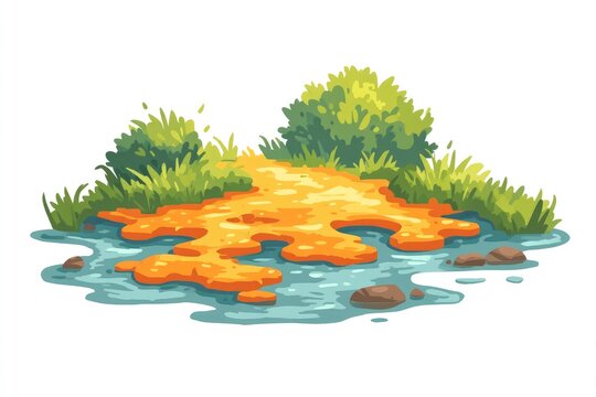 Orange puzzle piece in water.