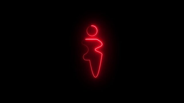 Neon glowing violet color people animation icon man person contact sign symbol on black background and man animation .glowing neon man icon animation on a black background,with 4k video
