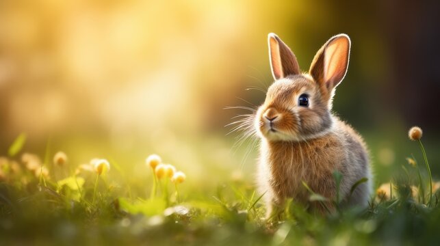 cute animal pet rabbit or bunny smiling and laughing isolated with copy space for easter background, rabbit, animal, pet, cute, fur, ear, mammal, background, celebration, generate by AI