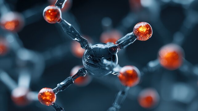 molecule or atom, Abstract structure for Science or medical background, 3d illustration, science, atom, abstract, chemistry, structure, blue, chemical, background